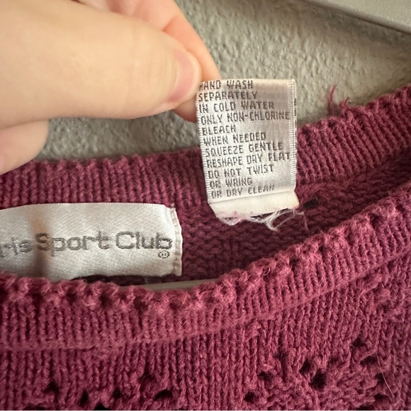 Vintage Pink Paris Sport Club Cotton Ramie Hearts Sweater - Picture 6 of 13